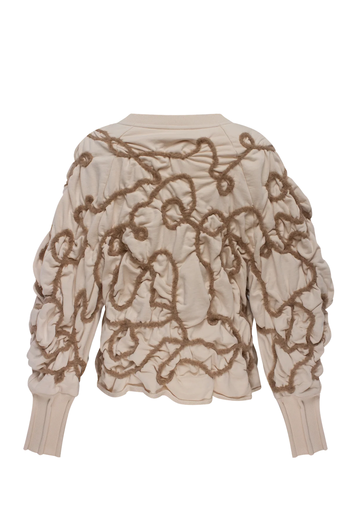 Beige sweatshirt with decorative detailing in beige yarn view 2