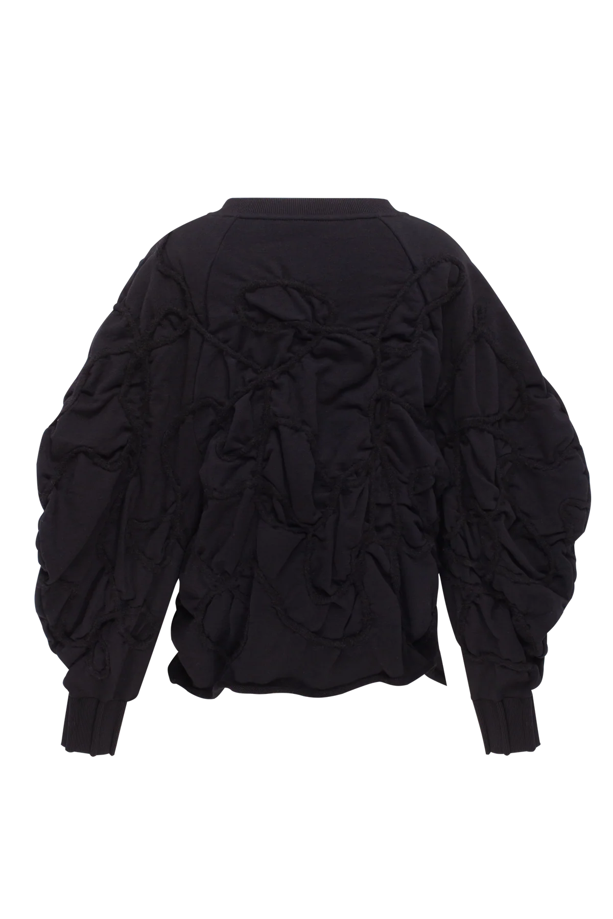 Black sweatshirt with decorative detailing in black yarn view 2