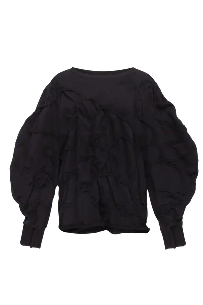 Black sweatshirt with decorative detailing in black yarn
