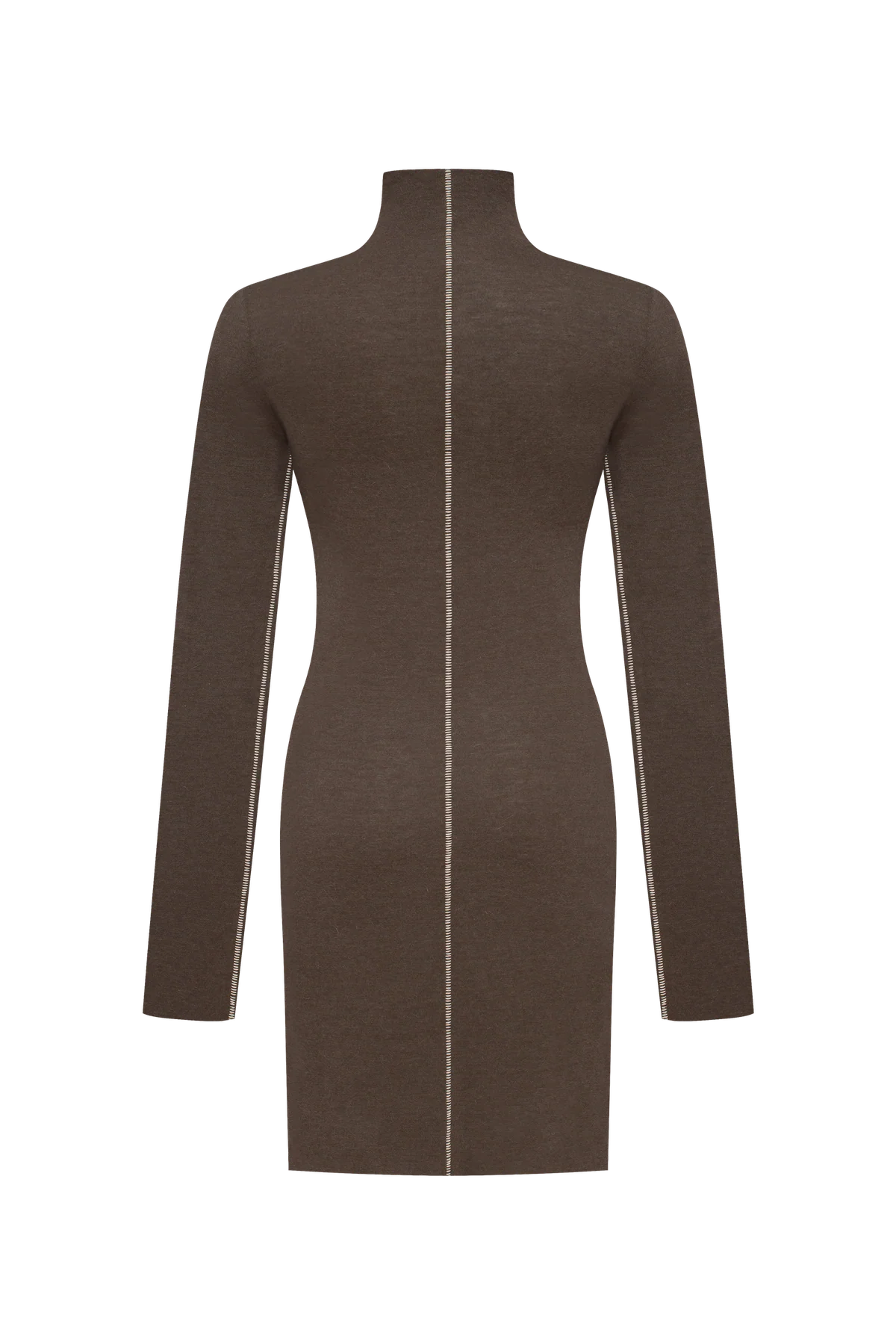 Chocolate-coloured long-sleeve top with a turtleneck collar view 2