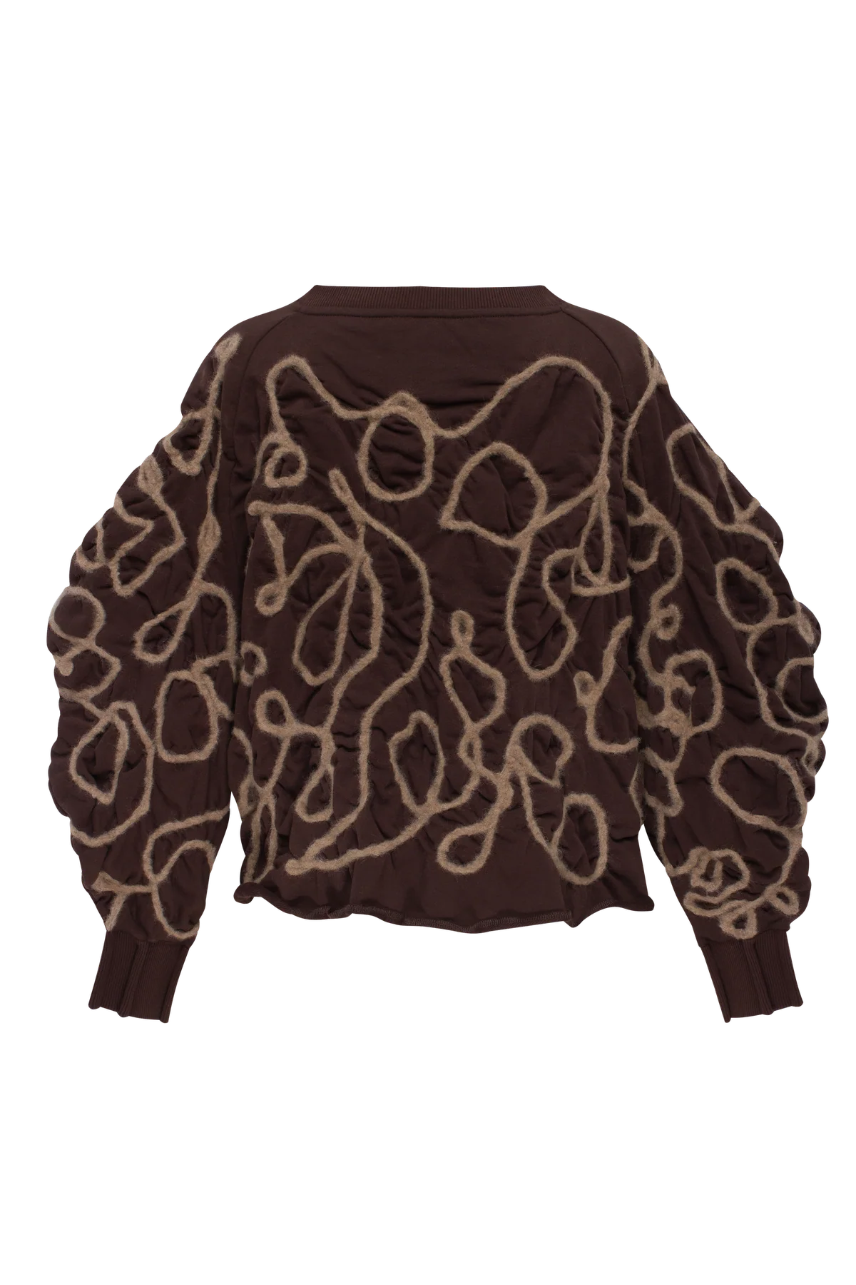 Chocolate sweatshirt with decorative detailing in beige yarn view 2