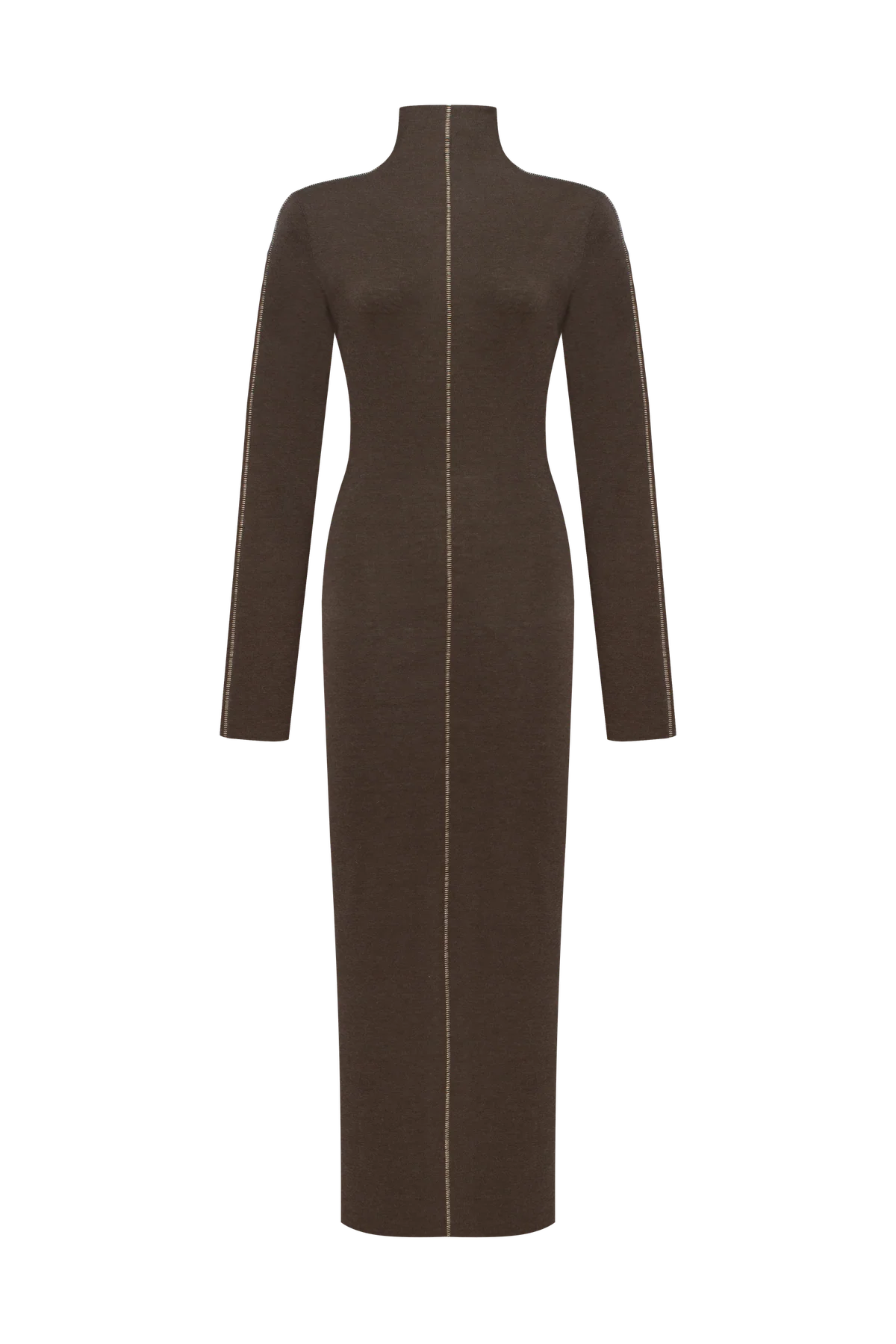 Dark brown long sleeve maxi dress view 1