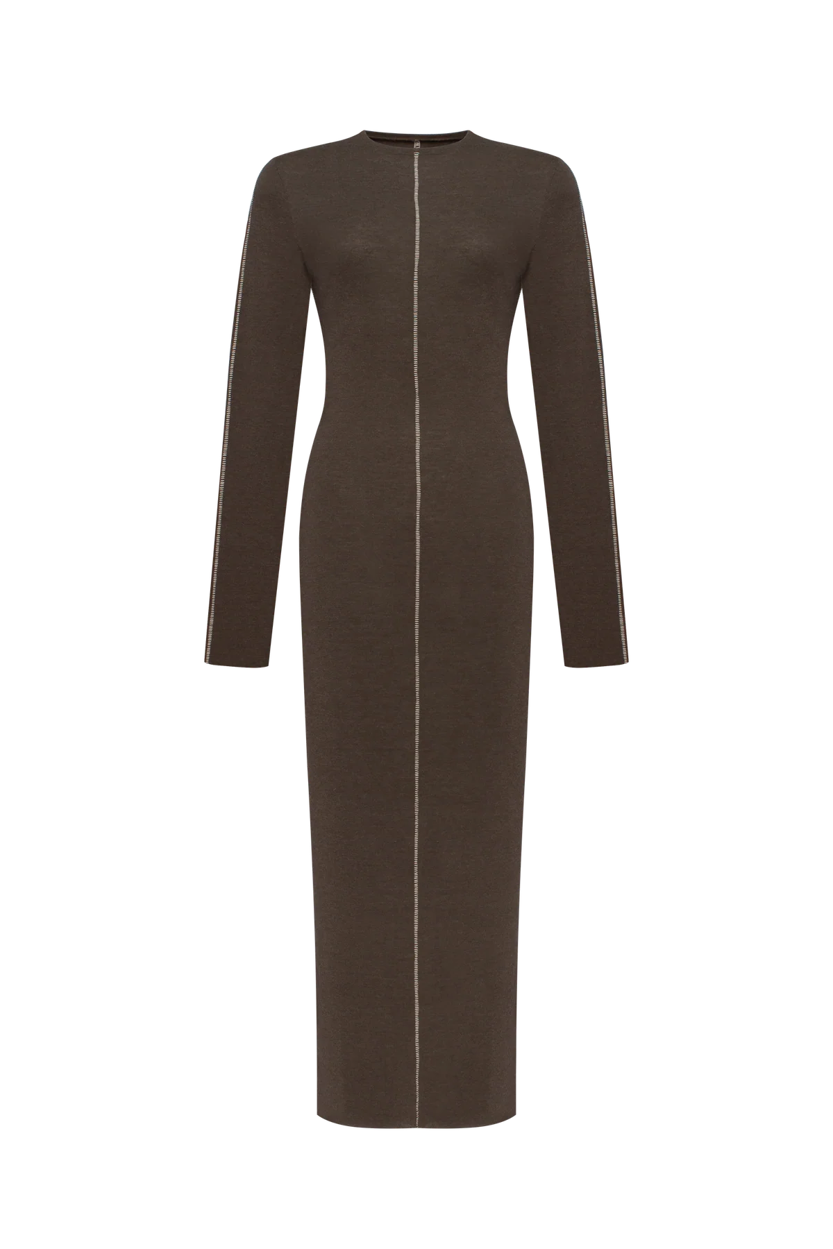 Dark brown long sleeve maxi dress view 1
