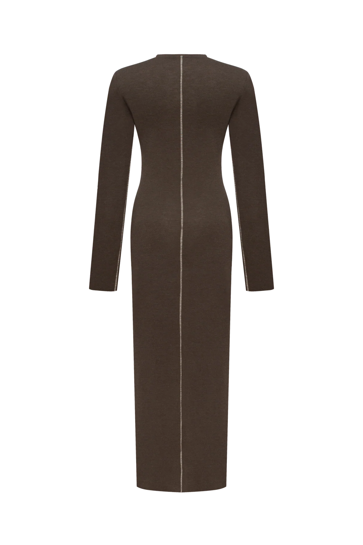 Dark brown long sleeve maxi dress view 2