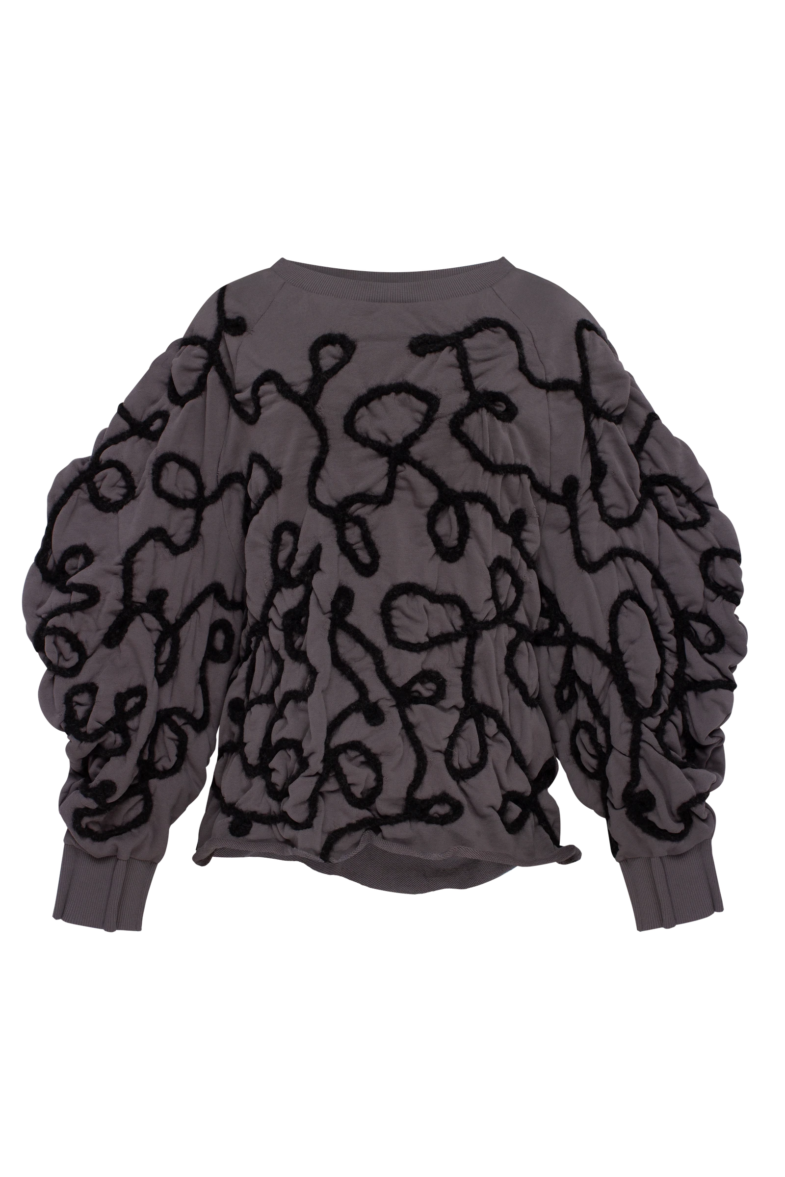 Grey sweatshirt with decorative detailing in charcoal yarn