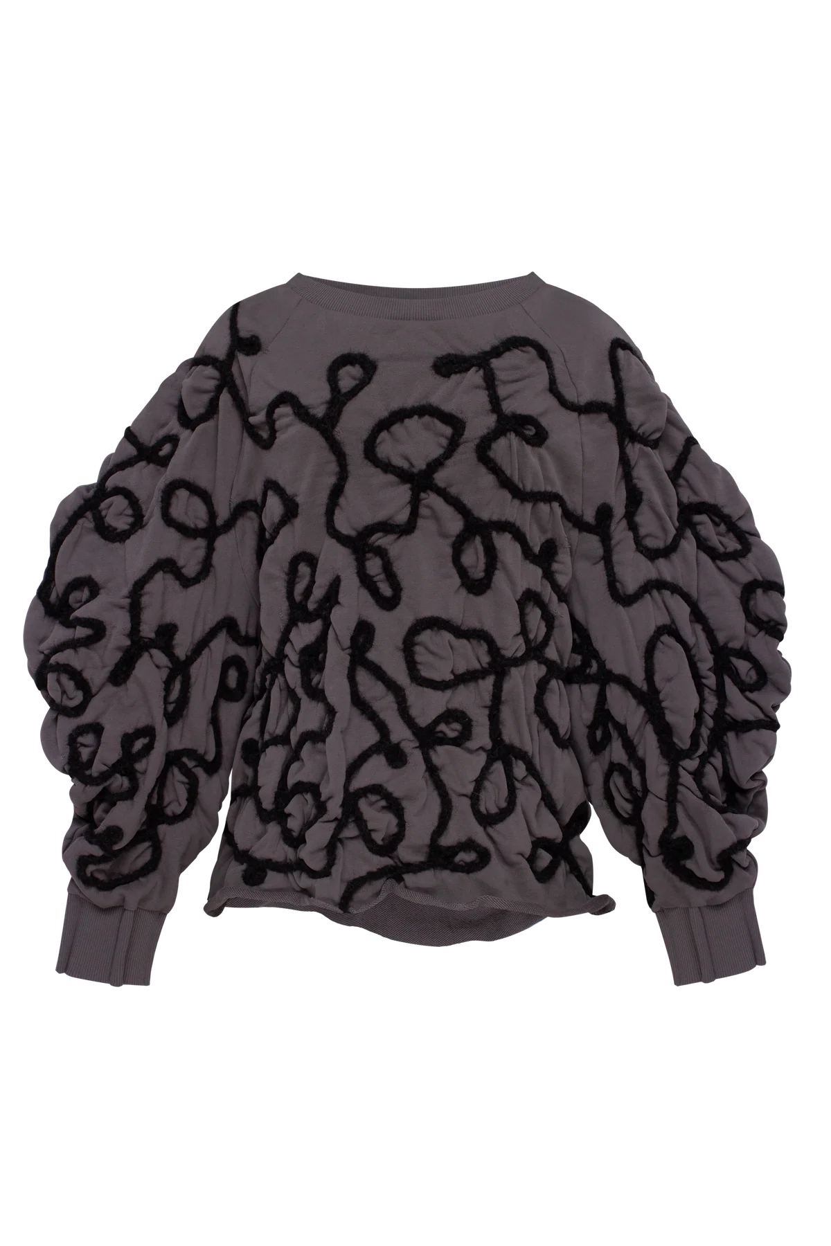 Grey sweatshirt with decorative detailing in charcoal yarn