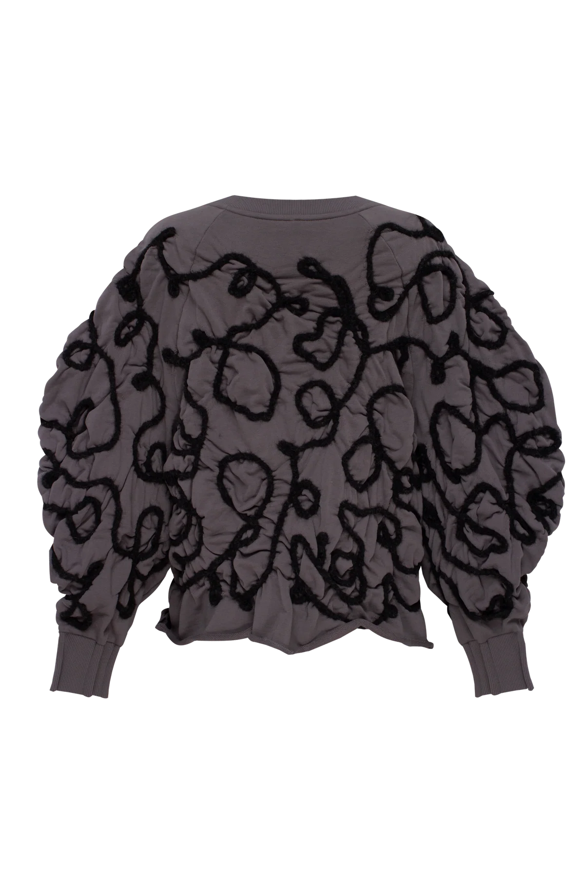 Grey sweatshirt with decorative detailing in charcoal yarn view 2