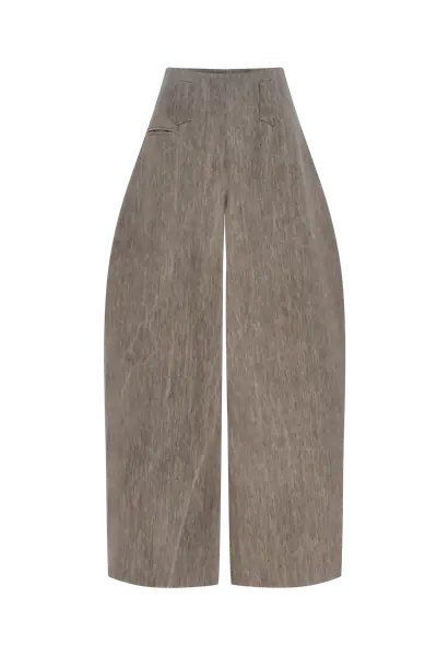 Grey Wide-Leg Denim Trousers