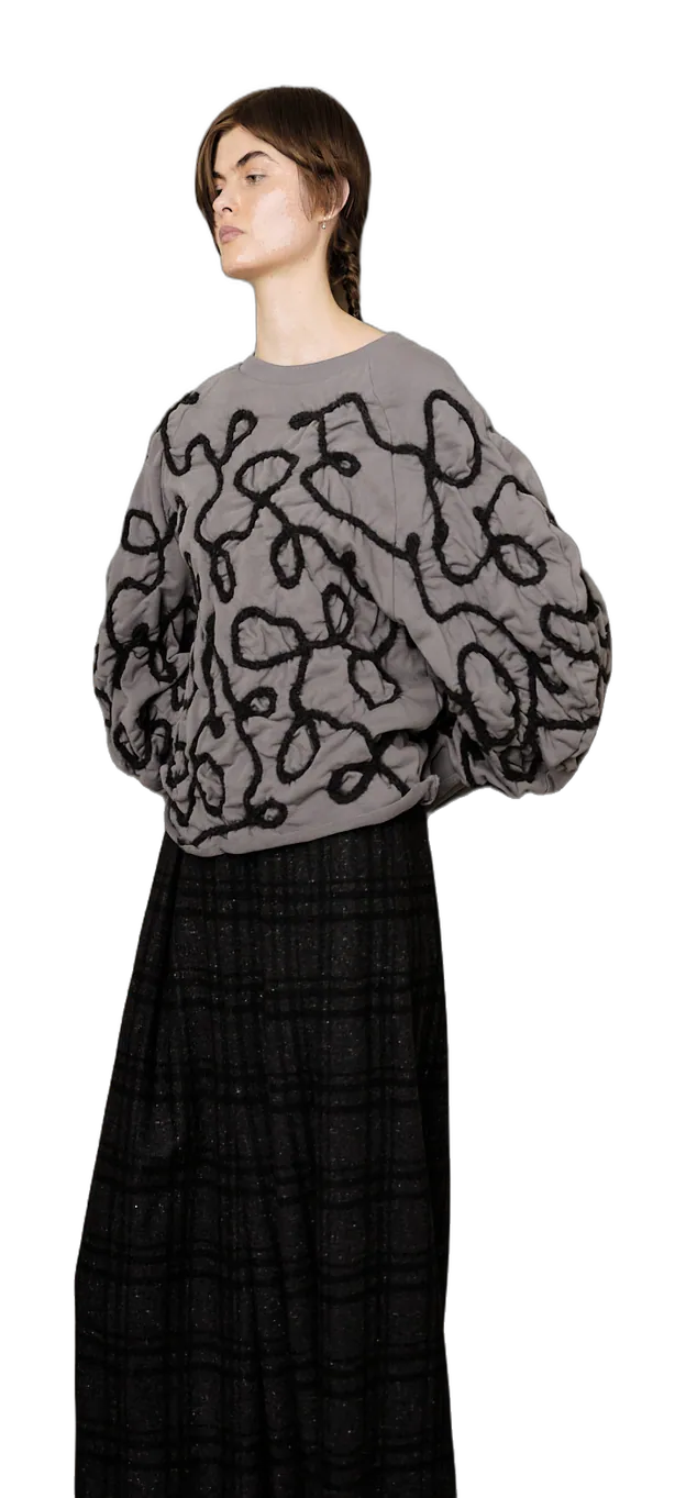 Grey wool hakama pants — 360° view