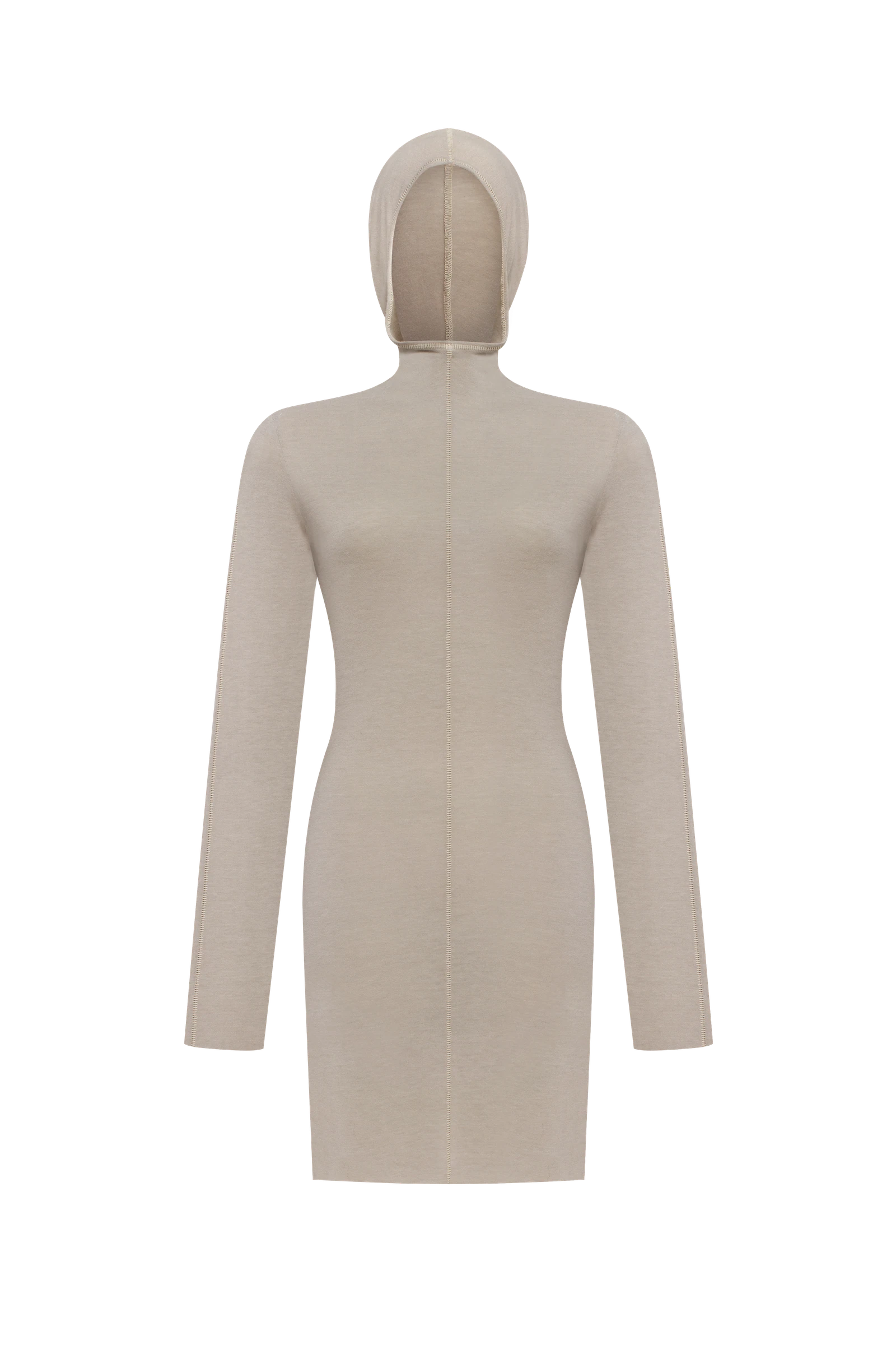 Light beige long-sleeve top with a hood