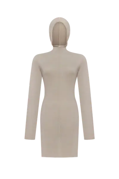Light beige long-sleeve top with a hood