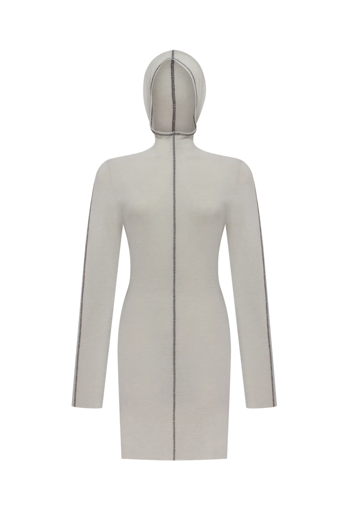 Light grey long-sleeve top with a hood