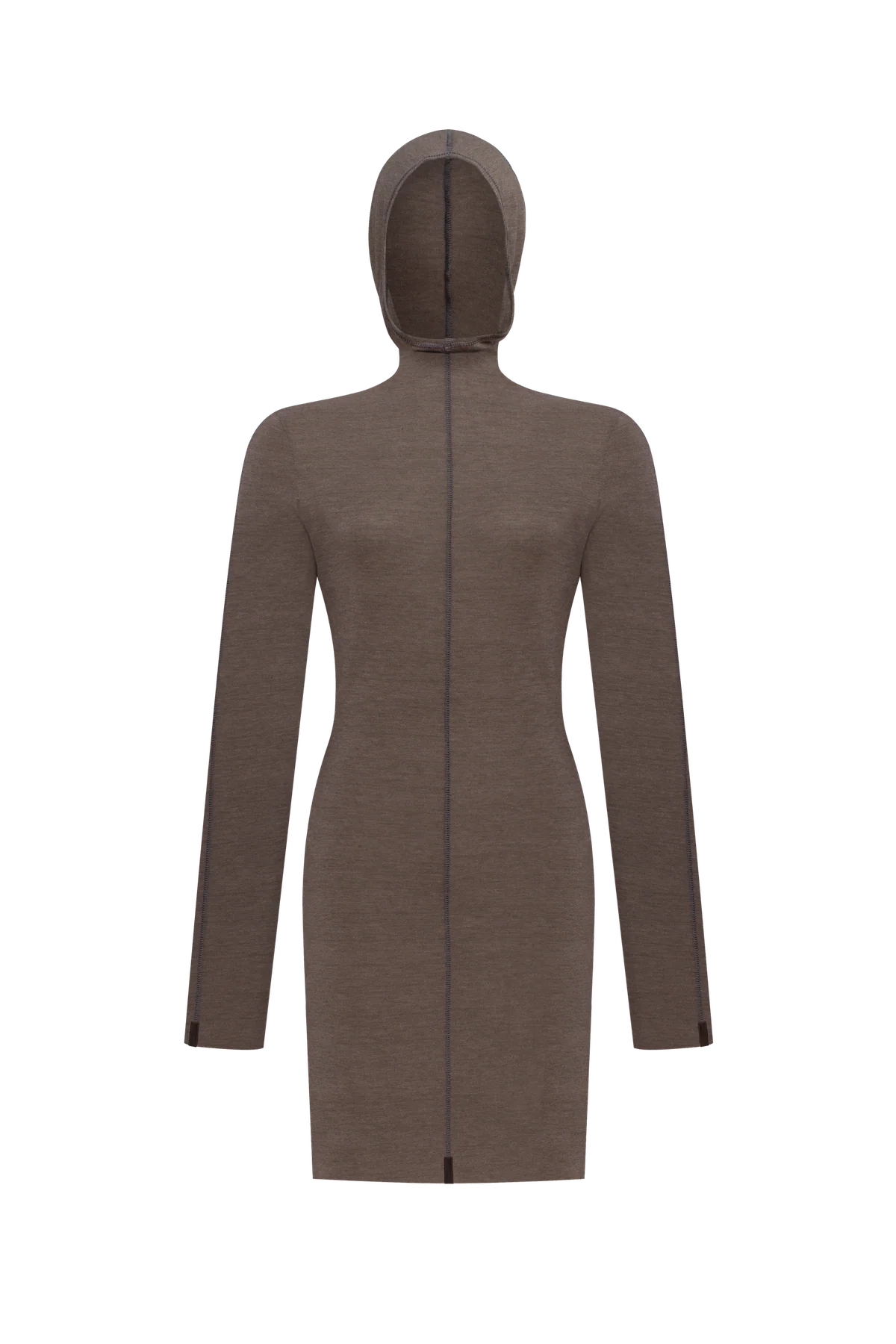 Mocha long-sleeve top with a hood