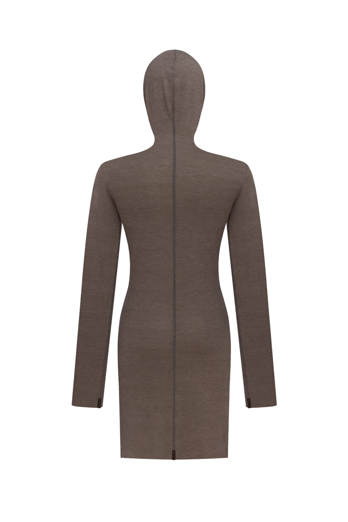 Mocha long-sleeve top with a hood view 2