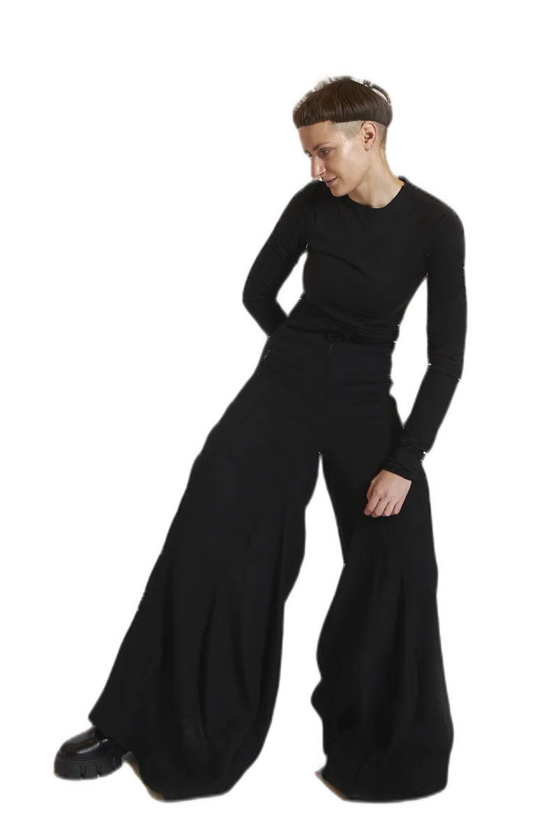Black Wide Trousers view 3