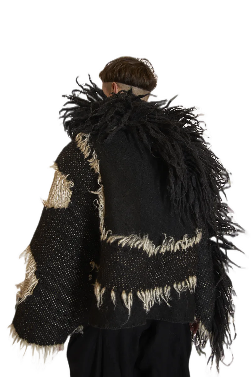Black Feathered Woven Cape view 5