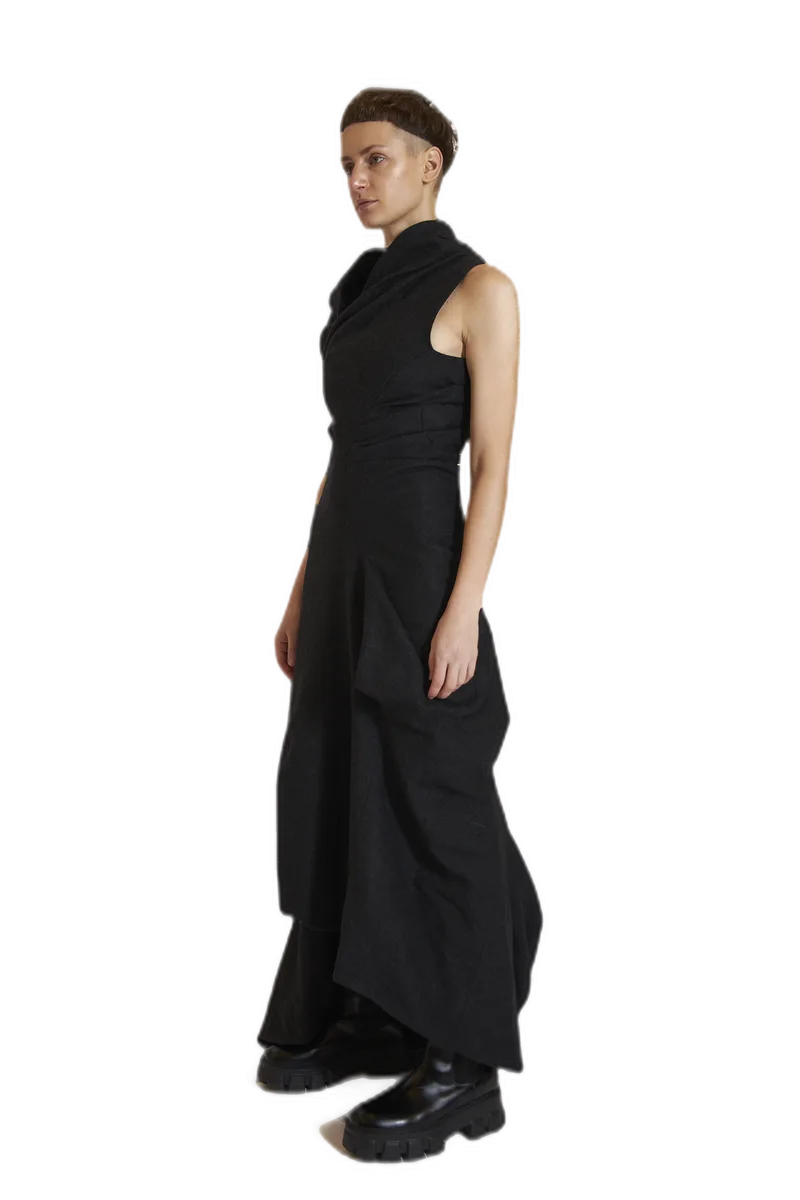 Black Sculptural Wrap Dress view 2