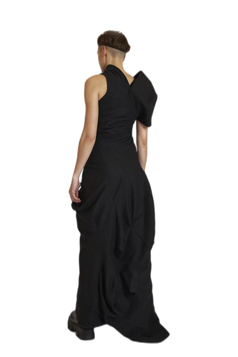 Black Sculptural Wrap Dress view 3