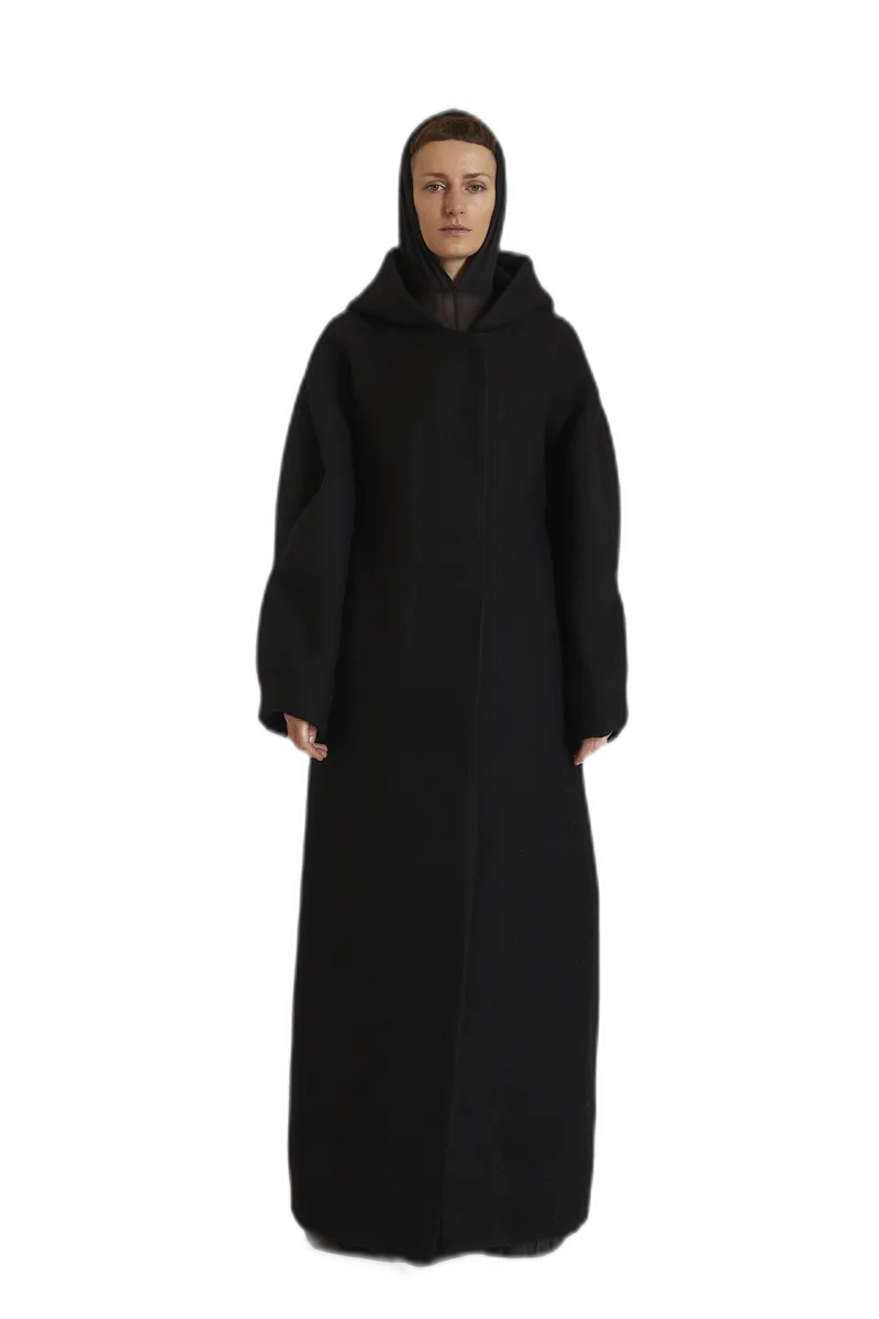 Black Long Hooded Coat
