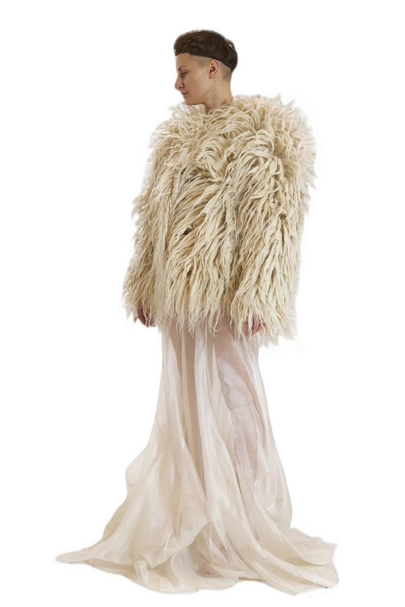 Cream Shaggy Fur Cape